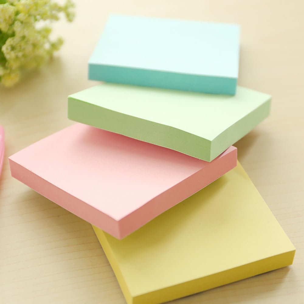 Amazon.co.jp: 付箋 メモ帳 強粘着 100枚×4冊 正方形 4色 76