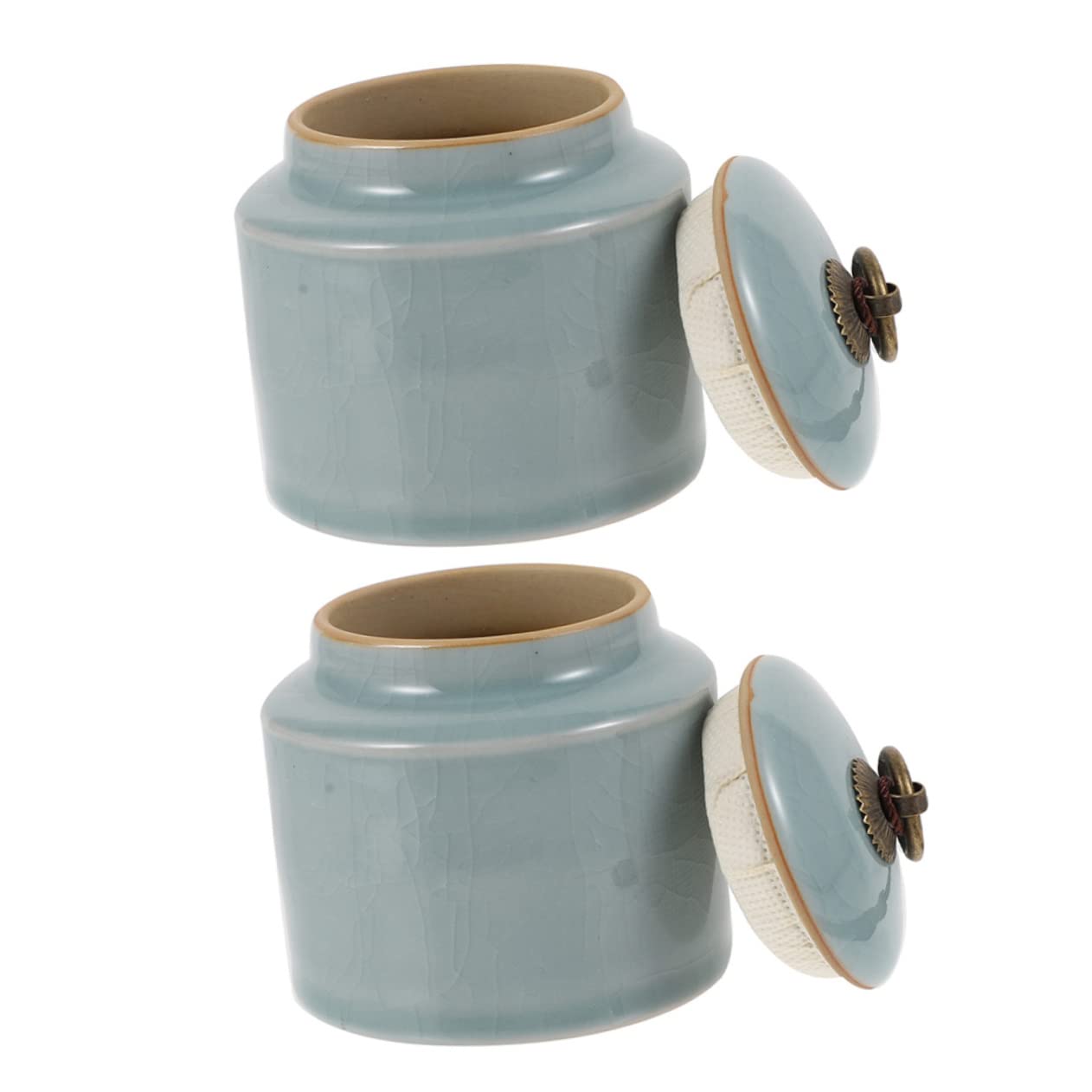 Ciieeo Barattoli in Ceramica per Conservazione 2 Pezzi Chiusura Ermetica Grande Capacità Facile da Pulire e Riporre per Tè e Dolcificanti in Casa o Ufficio