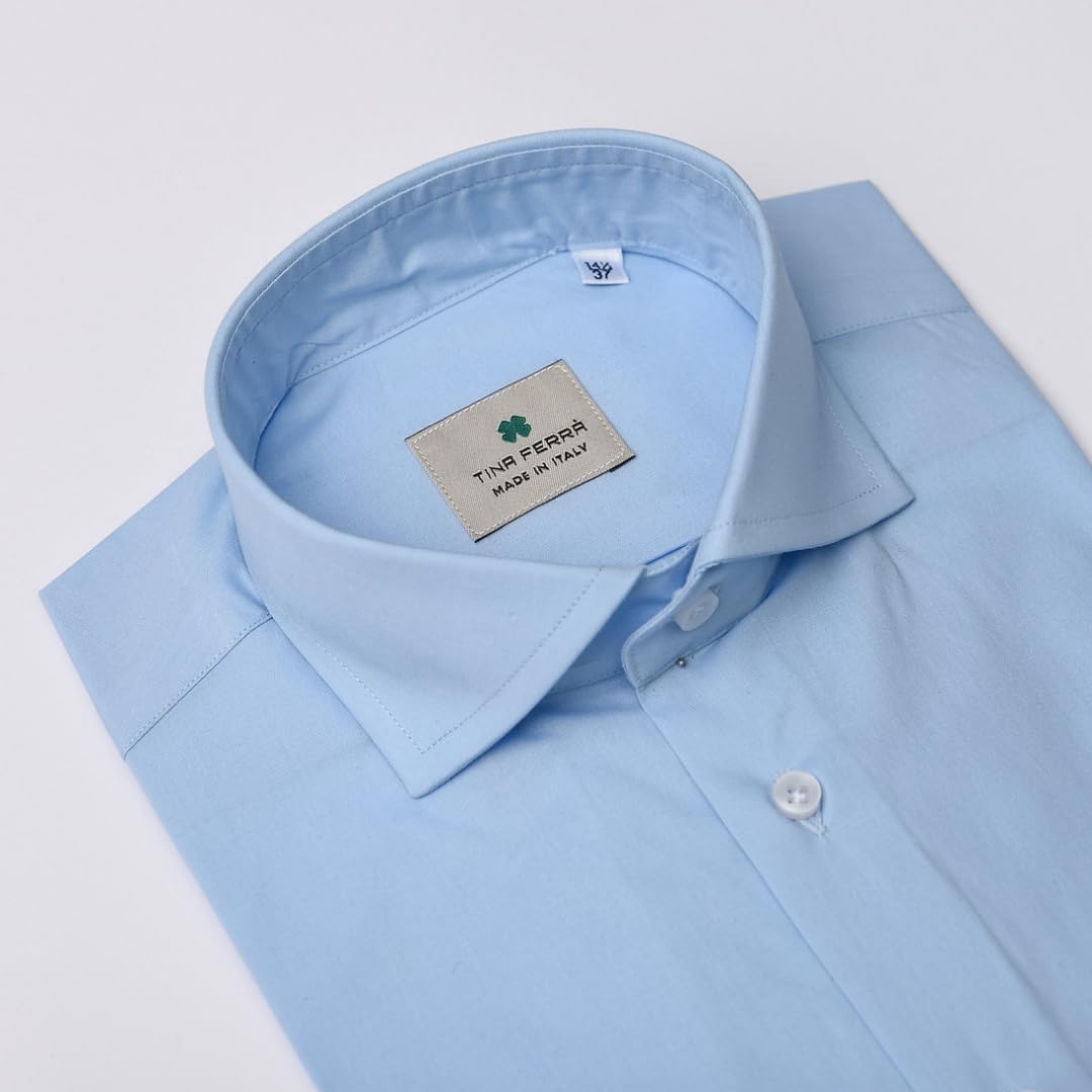 Camicia Uomo Elegante Tinta Unita Regular Camicie da Uomo in Cotone Manica Lunga, Camicia Uomo con Bottoni, Camicia Artigianale Sartoria Napoletana