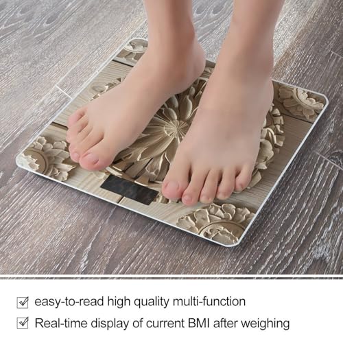 Báscula digital de baño con textura de talla de madera miniatura 5