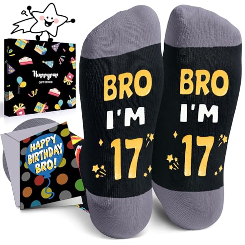 HAPPYPOP 17th Birthday Gifts Ideas for Boys - Socks for Teens Age 17, Presents for 17 Year Old Teen Boys, Birthday Gift Box with Greeting Card