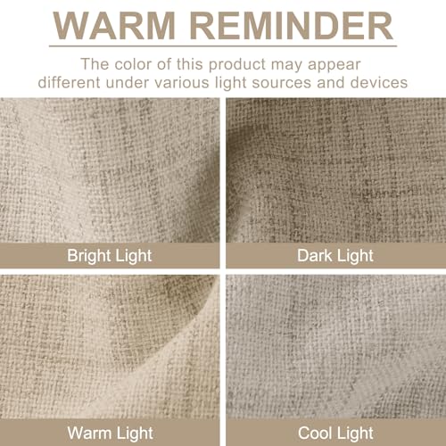 Image of 100% Blackout Shield Linen Blackout Curtains for Bedroom 96 Inches Long, Back Tab /Rod Pocket Living Room Drapes, Thermal Insulated Blackout Curtains 2 Panels Set, 50 inch W x 96 inch L, Oatmeal