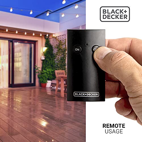 Black+Decker Wireless Outdoor Timer Outlet With Remote, 2 Grounded Outlets, Photocell Sensor #TOP5