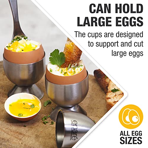 Egg Cups For Soft Boiled Eggs With Spoons - Stainless Steel Egg Topper - Durable Egg Opener Topper Cutter - Giftable Egg Cracker Tool & Soft Boiled Egg Holder Cutter By Eparé #TOP4