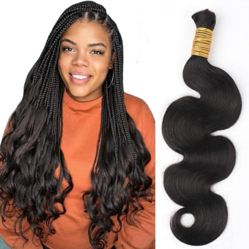 Human Braiding Hair for Boho Braids 18 Body Wave Bulk Human Hair Extensions for Braiding 1 Bundle No Weft Brazilian Virgin Curly Loose Deep Water Wave Bulk Wet and Wavy 100g Nature Black