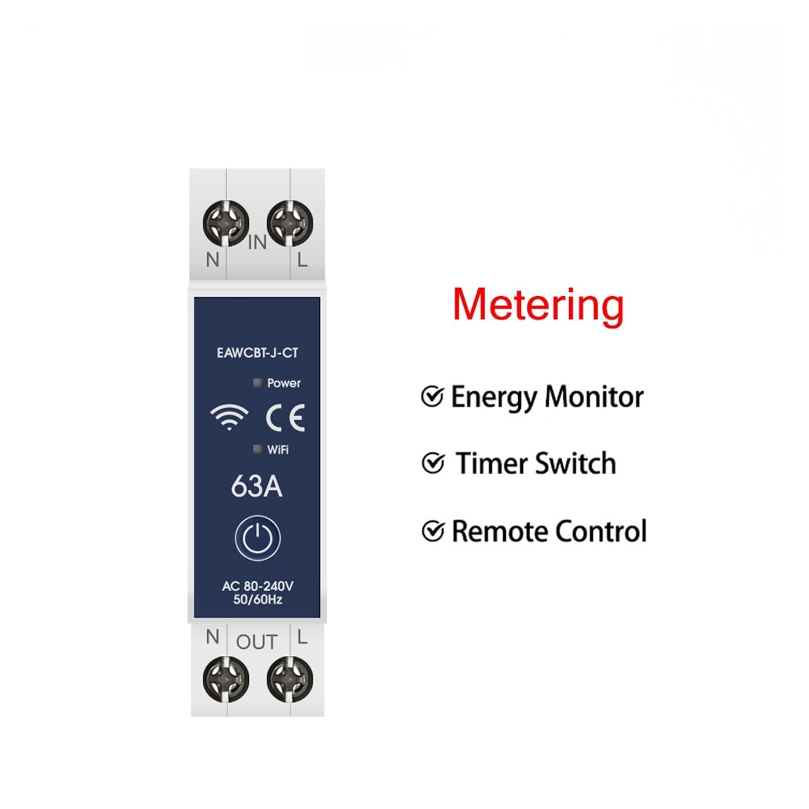 MYRRHE 1PCS 6-63A 1P + N WiFi smart Switch Energie Meter Kilowattstunde metering überwachung Timer Relais MCB smart Leben Spannung und Strom Schutz (Color : 20A, Size : Metering)