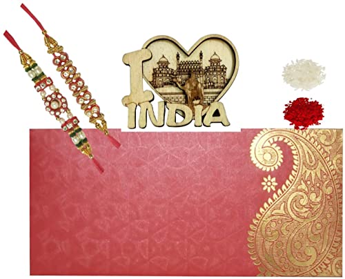 Rakhi Lot de 2 bracelets cadeau de Rakshabandhan complet avec magnet de cuisine