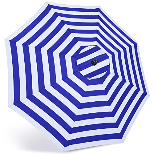 Image of ABCCANOPY 9ft Outdoor Umbrella Replacement Top Suit 8 Ribs (Blue&White)