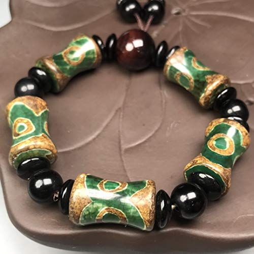 Bracelet perles dzi agate verte pour votre bien-être