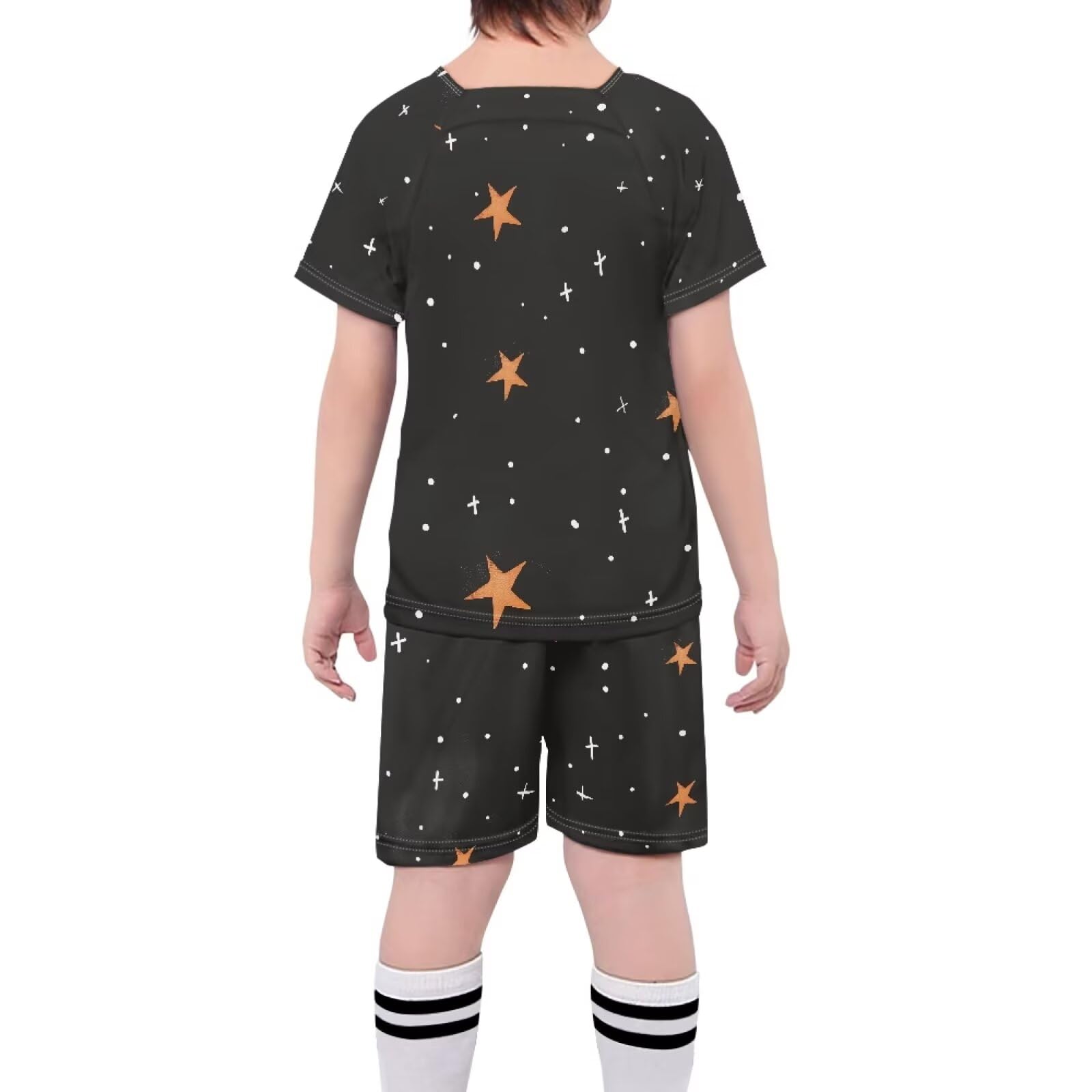 ORGYPET Star Print Soccer Jerseys for Boys Soccer Uniforms for Boys High Elastic Soccer 2024 Trendy Uniforms for Kids Children's Football Suit Daily Sports Football Wear, S