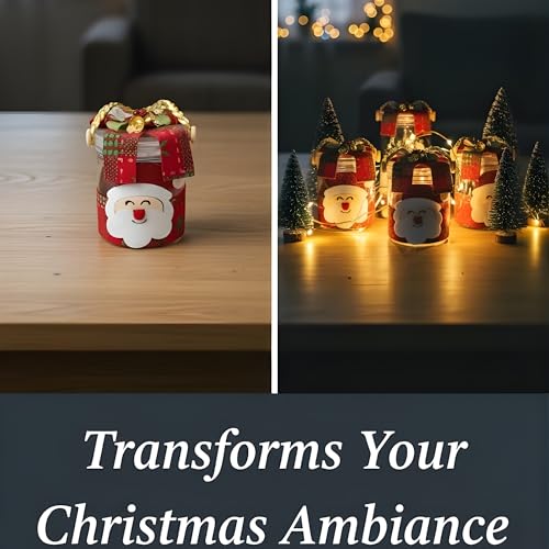 Image of Crackles Christmas Party Decoration Jar with Santa & Snowman Face | Decorative Storage Jar for Gifts for Candies & Party Decor | Xmas Decoration Item Pack of 1