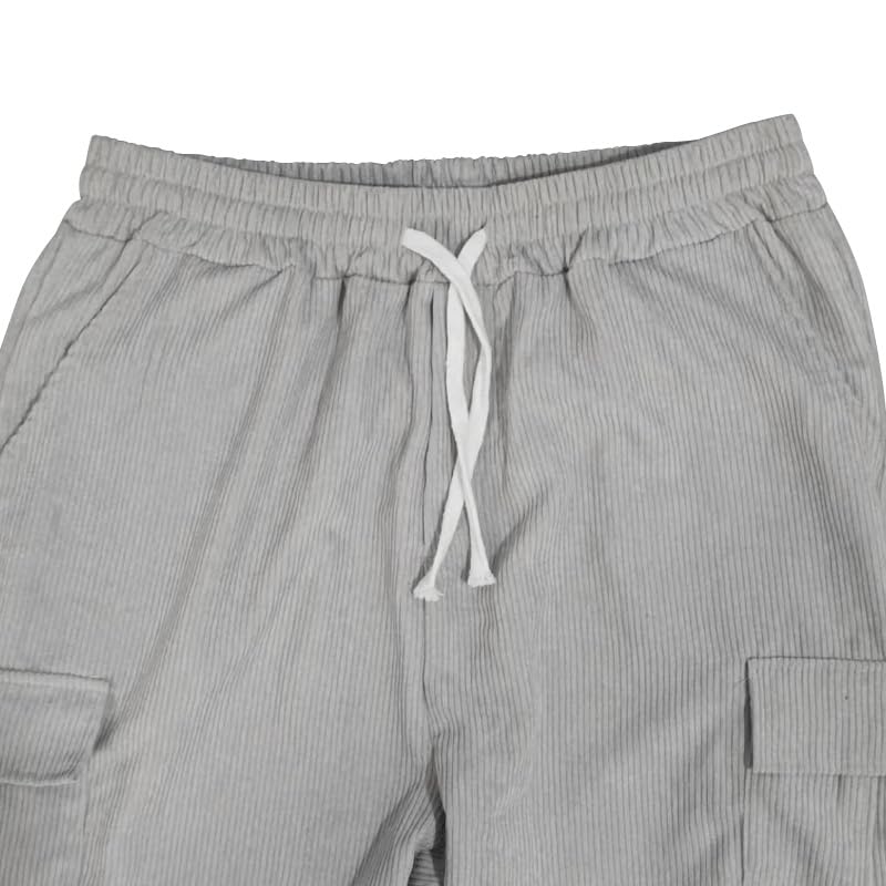 Men's Casual Cargo Drawstring Pants Elacstic Waist Solid Color Trousers with Pockets Straight Leg Trendy Outfits Fashion Loose Fit Relaxed Sweatpants Grey S4