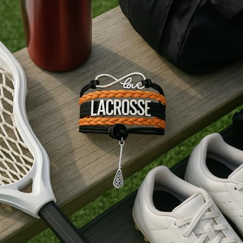 Image of SportyBella Lacrosse Bracelets For Girls - Adjustable Charm Bracelet w /Infinity Symbol & Silver Lacrosse Stick Charm. Friendship Bracelet Gifts for Players, Teams & Coaches