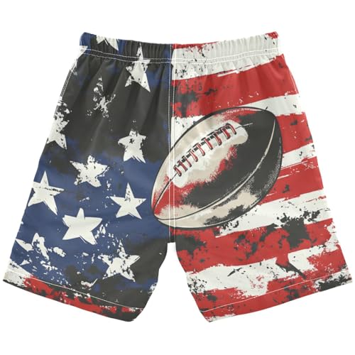 Boys Beach Board Shorts Sport America Flag Rugby Swim Trunk Teen Swimwear2