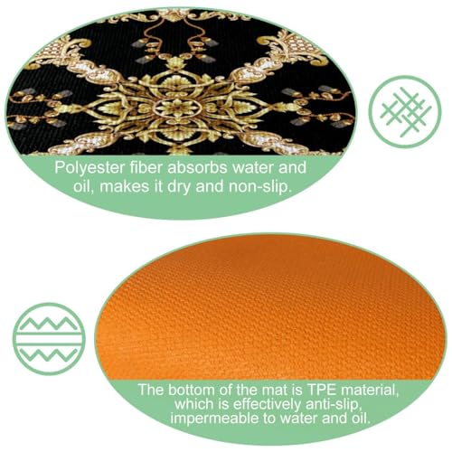 Tapis de cuisine baroque motif nœuds dorés lot de 2 tapis de couloir élégants - 6