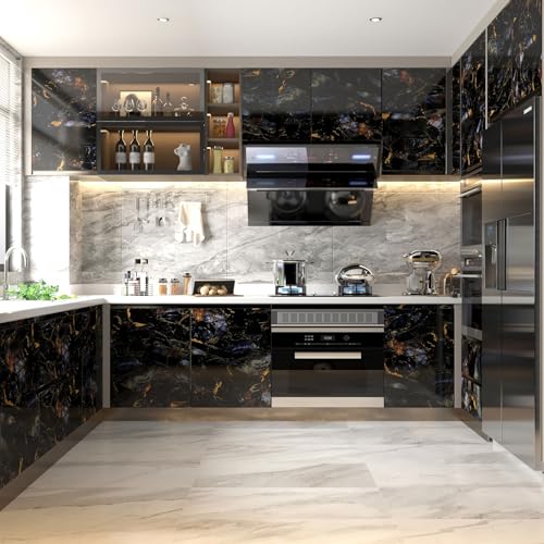 Image of LaCheery 160 x 24 inch Sapphire Look Marble Contact Paper Decorative Self Adhesive Wall Paper Waterproof Wallpaper Stick and Peel Marble Countertop Contact Paper for Kitchen Island Cabinets Backsplash