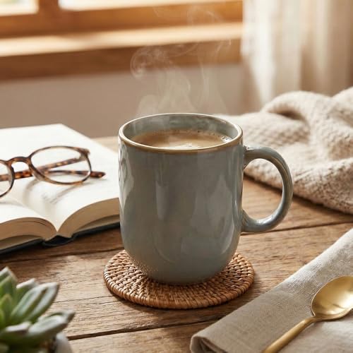 Image of The Earth Store Grey Cylus Coffee Mug - 320ML Ceramic Coffee Mugs Set of 4 | Microwave & Dishwasher Safe Mugs for Gift | Home | Office | Restaurant | Daily Use Tea Mug