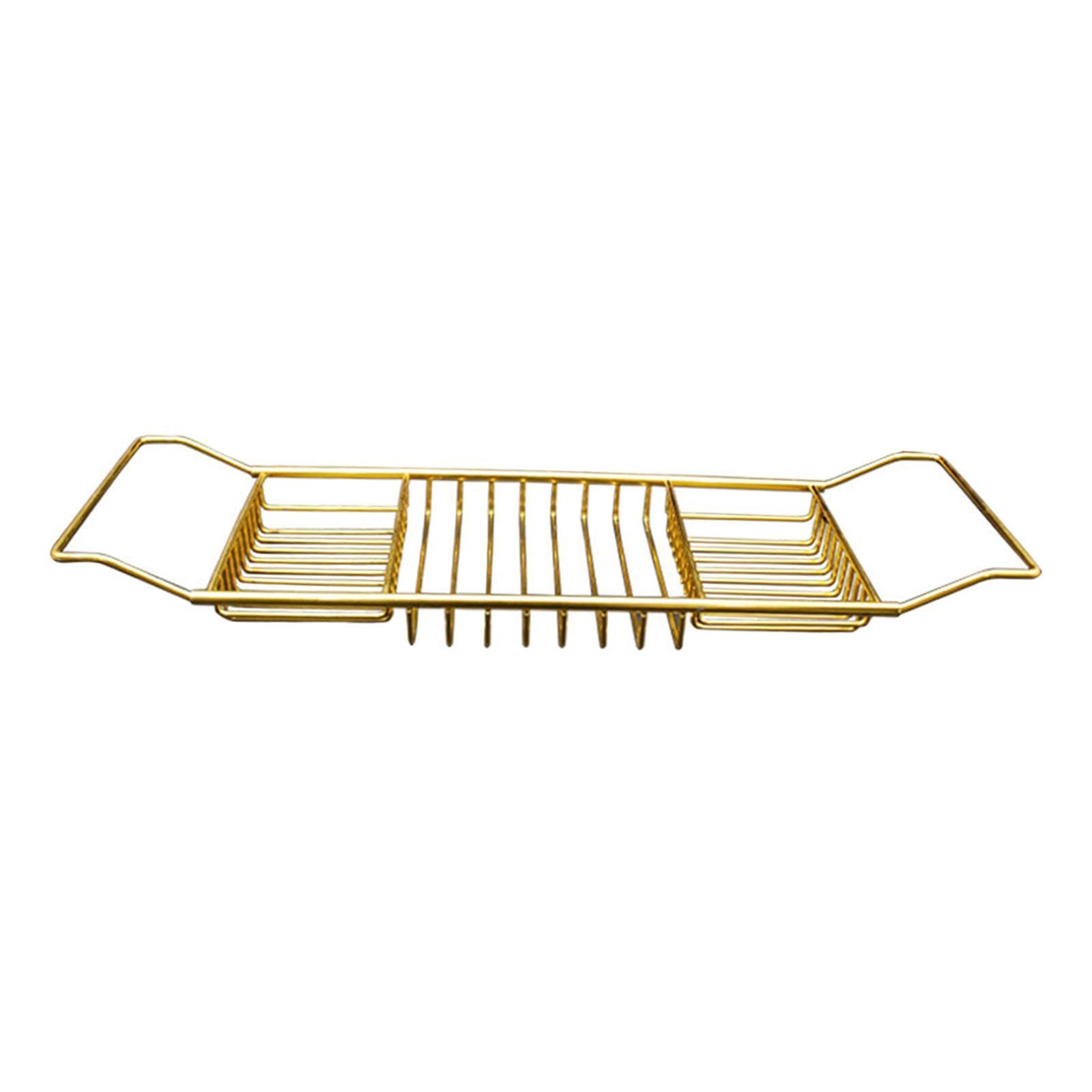 Baoblaze Vassoio per Vasca da Bagno Vassoio per Vasca da Bagno Semplice Antiscivolo Multifunzionale Supporto per Vasca da Bagno Scarico Mensola per Bagno per, Oro