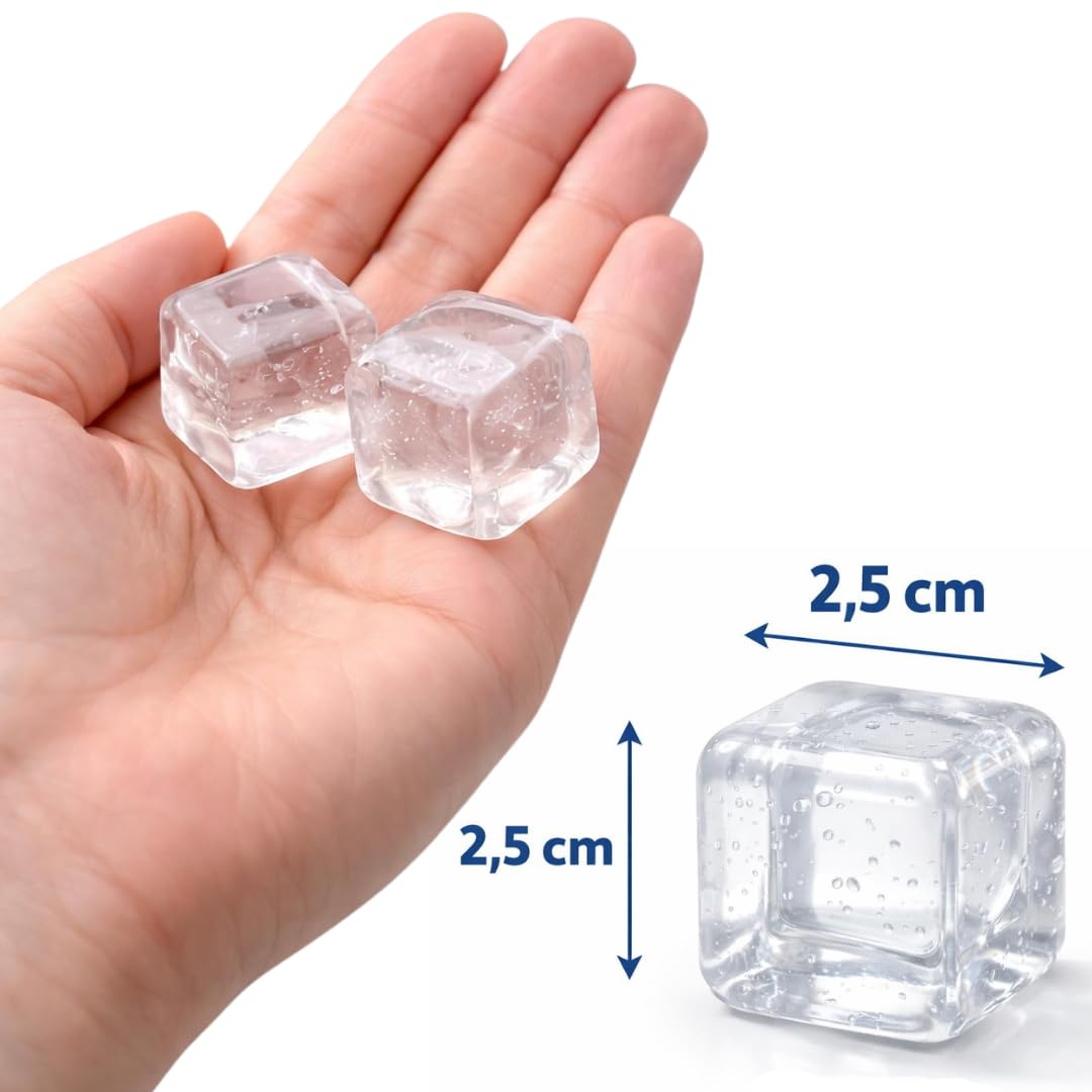 Cubetti di Ghiaccio 10pz Riutilizzabili Per Rinfrescare Bevande o Cibo - Trasparenti o Colorati - Per Bevande, Feste, Portamerenda, Gita, Mare,Piscina (CUBETTI TRASPARENTI) - 4