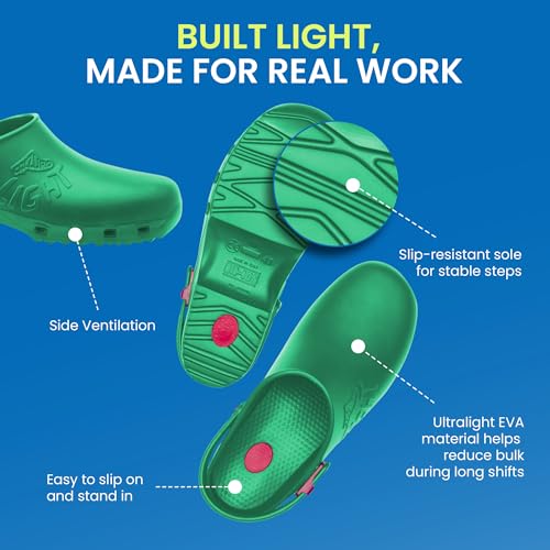 Image of CALZURO Lights Clogs - Italian Made Lightweight Work Shoes for Professionals - EVA Non Slip Clogs for Kitchen, Hospital, Garden, Restaurant - Machine Washable Side Ventilation - Men & Women