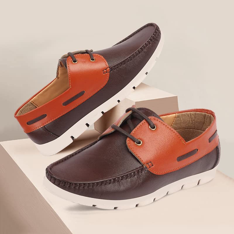 Image of FAUSTO Men's Side Lace Stitched Lace Up Boat Shoes