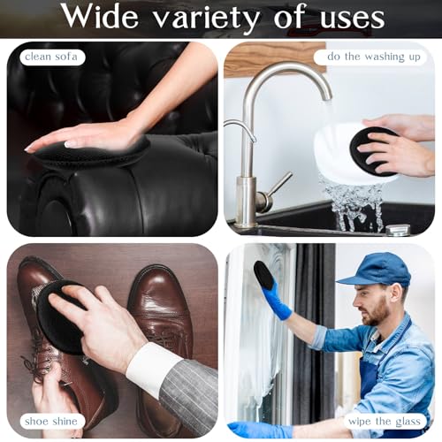 Image of Tanlade 50 Pcs Car Detailing Microfiber Applicator Pad Wax Applicator Wash Microfiber Pads, 5 Inch Diameter (Black)