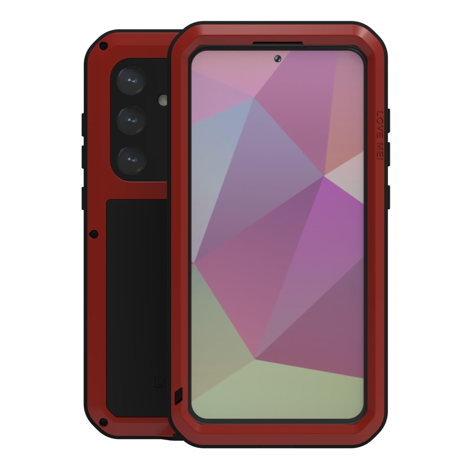 LJFLYXRI Custodia protettiva per Galaxy S24, robusta, in alluminio e silicone, antiurto, con pellicola protettiva integrata (rosso, S24)