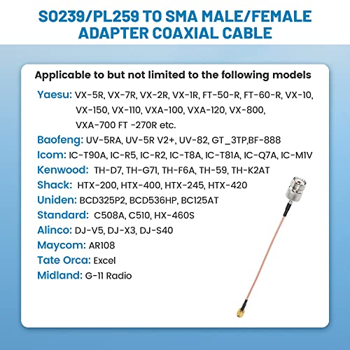 Anina cable coaxial RF con adaptadores SMA a UHF 3 unidades miniatura 6