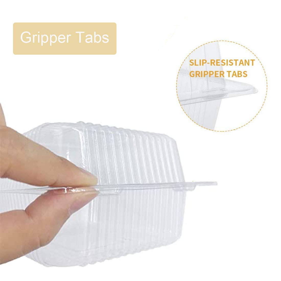 50 Pcs Clear Plastic Take Out Containers,Square Hinged Food Cake Slice