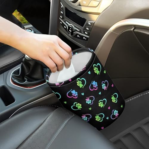Image of Dog Paw Heart Car Garbage Can Mini Car Trash Bin Car Organizer Car Storage Bag Waterproof Portable Men Accessories Car Decor