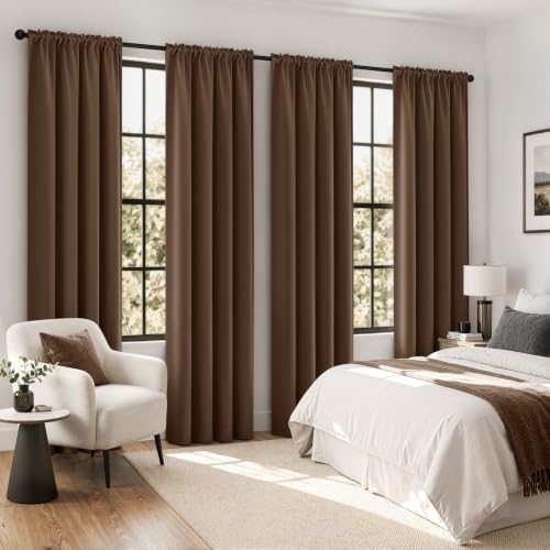 Image of MIULEE Brown Blackout Curtains 84 Inch Length for Bedroom Set of 4 Panels