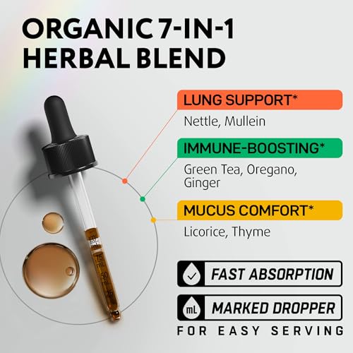 Image of IQ BIOLOGY Mullein Drops for Lungs - USDA Organic Mullein Leaf Extract Supplement - Made in USA - Liquid Lung Detox for Smokers, Bronchial Cleanse for Respiratory to Clear Lungs, Break Up Mucus*, 4 oz