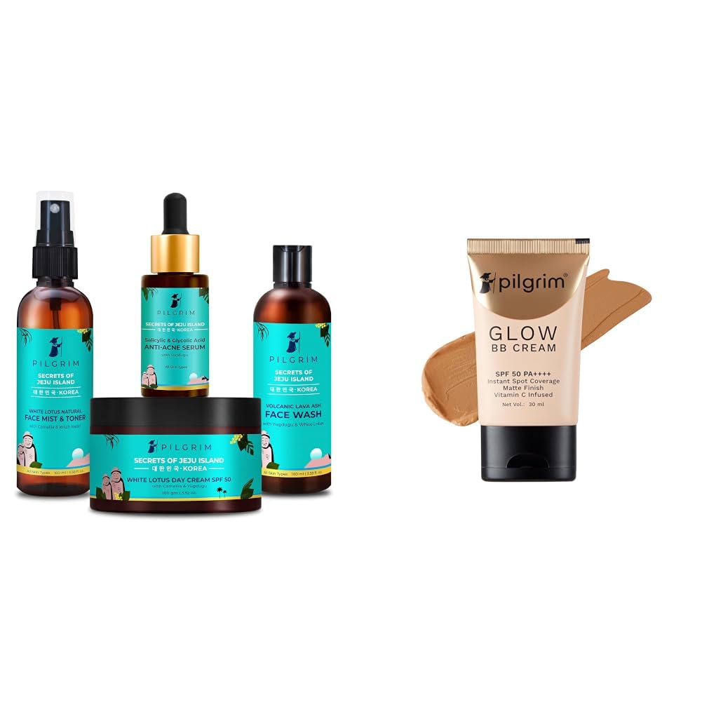 Pilgrim Acne Care Essentials Combo Kit & Almond Glow 3-In-1 Medium BB Cream SPF 50 PA++++ With Niacinamide, Hyaluronic Acid & Vit C For All Skin-image-27