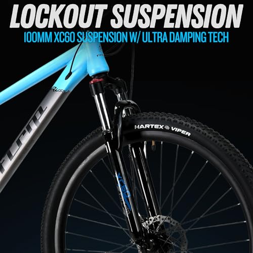Image of FitTrip Fox Rush 29T | 21 SPD Shimano Altus Gearset | Imported Clarks Dual Disk Brakes | XC60 Lockout Suspension I 1030 Alloy Frame w /Internal Cabling| Unisex (Azure Blue)