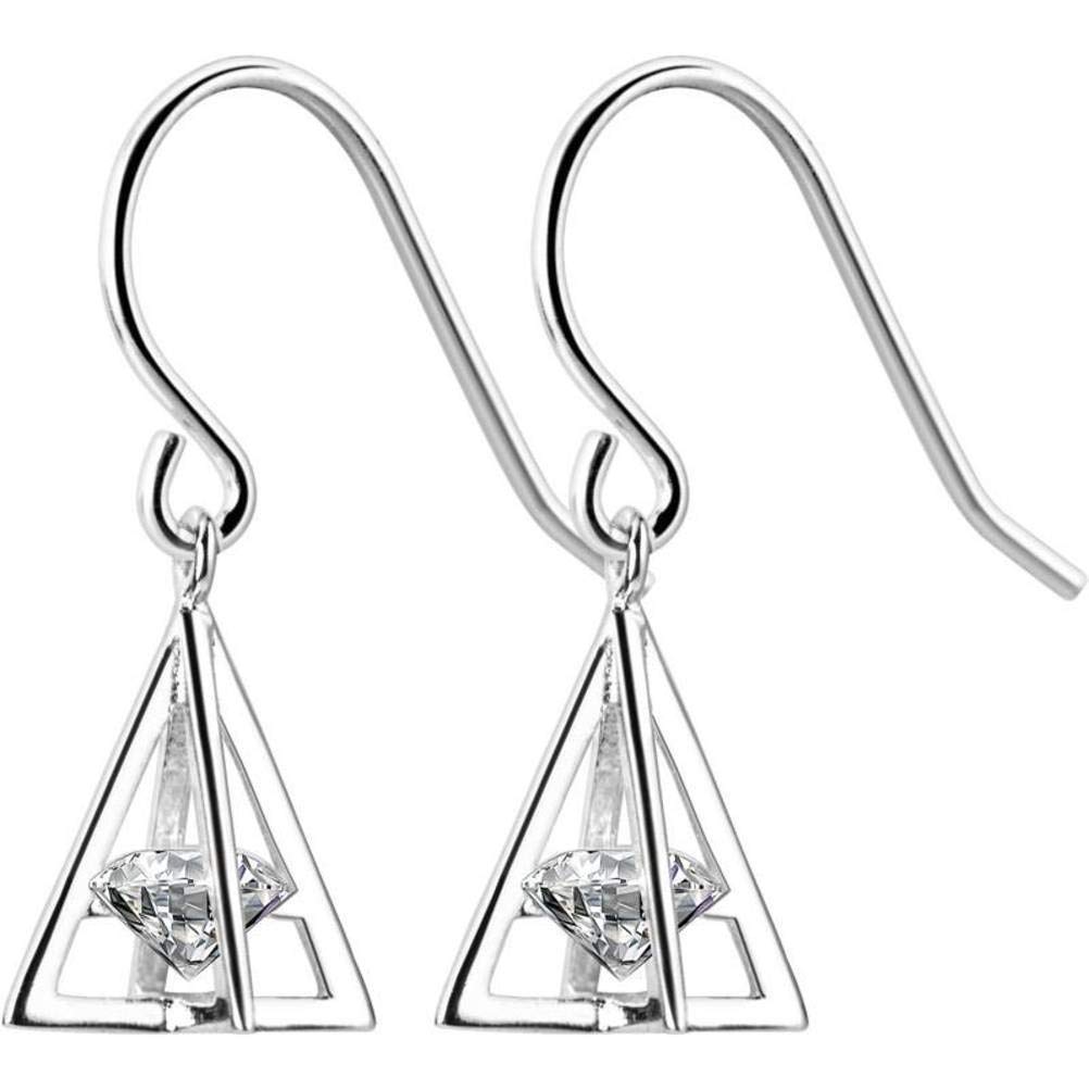 IUokLU Earrings for Women, S925 Silver Earrings Female Korean Fashion Diamond Three-dimensional Triangle Earrings Temperament Geometric Earrings