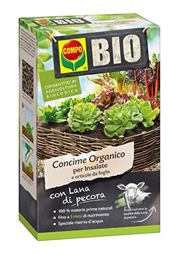 COMPO BIO Concime Organico per Insalate e Orticole da Foglia, Con Lana di Pecora, Consentito in agricoltura biologica, 750 g