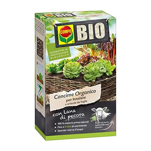 COMPO BIO Concime Organico per Insalate e Orticole da Foglia, Con Lana di Pecora, Consentito in agricoltura biologica, 750 g