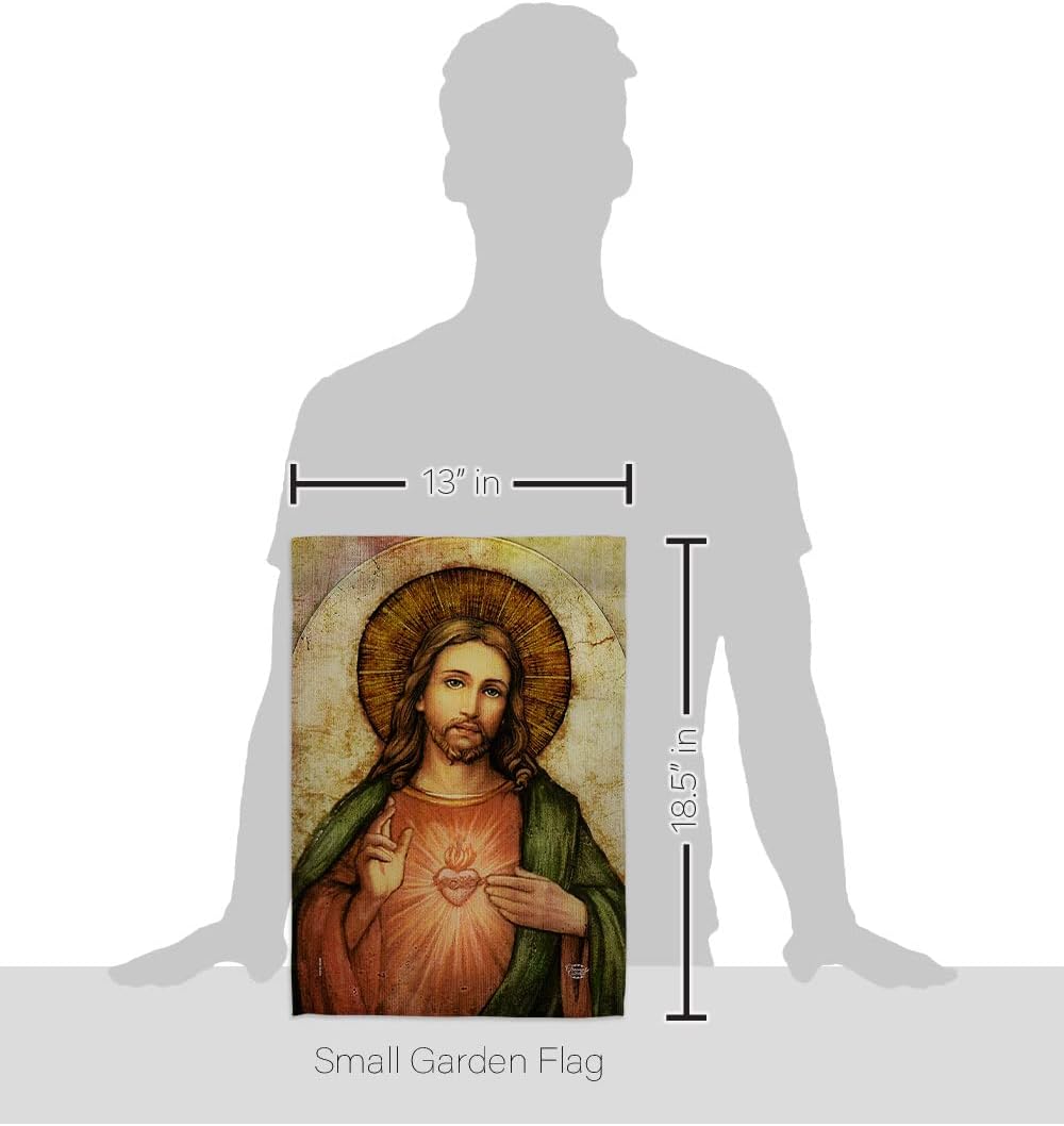 Sacred Heart of Jesus Garden Flag - Set Wall Hanger Religious Faith Hope Grace Peace Dove Christian Religion Easter - House Decoration Banner Small Yard Gift Double-Sided Made In USA 13 X 18.5