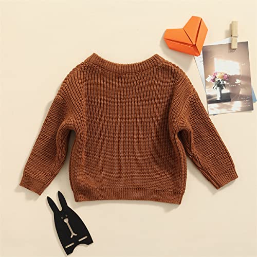 Image of Afunbaby Baby Girl Boy Knit Sweater Blouse Pullover Sweatshirt Warm Crewneck Long Sleeve Tops for Infant Toddler