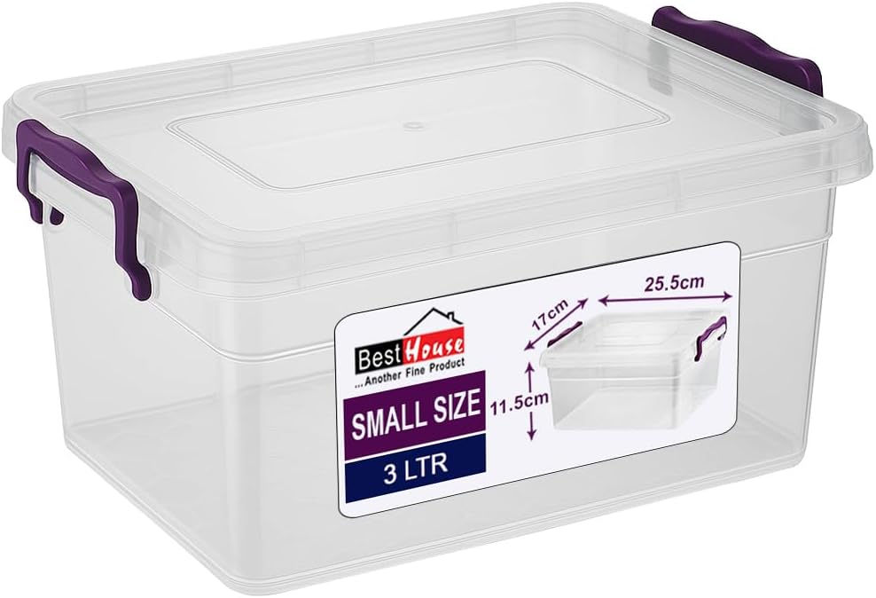 Best House Small Plastic Storage Box Bins with Lids - Pack of 1 ...