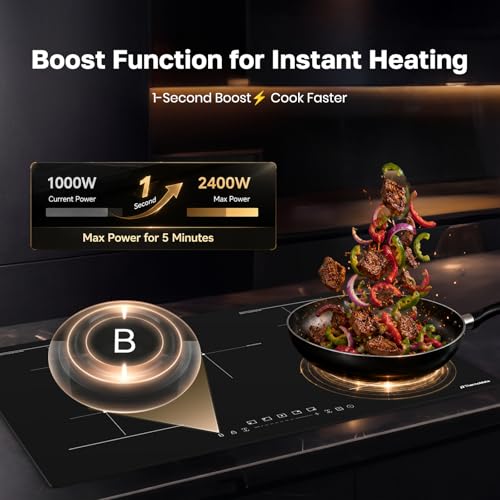 Image of ThermoMate 30 Inch Induction Cooktop, 5 Burners Electric Stove Top with Bridge-SYNC, 9600W Built-in Induction Cooktop, 9 Heat Levels, Power Boost, Sensor Touch Control, Timer & Child Lock, 240V