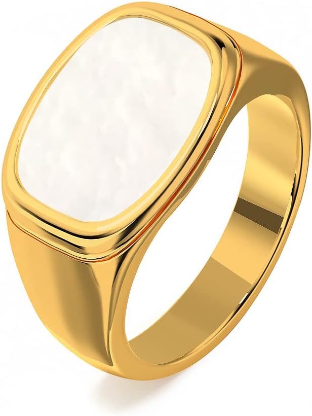 YeGieonr Chunky Gold Statement Rings for Women Non Tarnish 18K Gold-Plated, Waterproof Stainless Steel Gold Ring, Bold Fashion Jewelry for Everyday Wear or Stacking