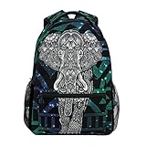 ZZKKO Animal Elephant Galaxy Geometric Boys Girls School Computer Backpacks Book Bag Travel Hiking Camping Daypack