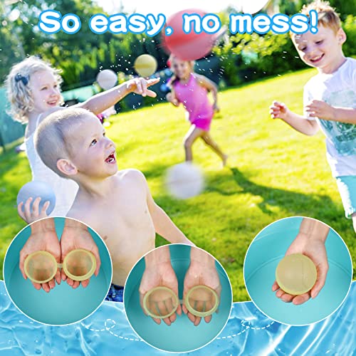 Wasserbomben Wiederverwendbar, Diealles Shine 12 Stück Wasserballons Wiederverwendbare, Wiederbefüllbare Wasserbomben Set für Wasserspielzeug Kinder Outdoor Sommer Aktivitäten Wasserschlacht