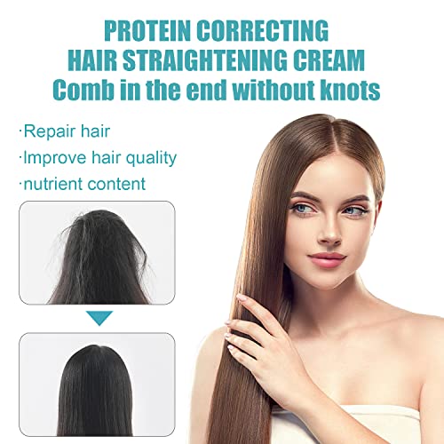 Protein Correcting Hair Straightening Cream,Silk & Gloss Hair Straightening Cream-Nourishing Fast Smoothing Collagen Hair Straightener Cream For All Hair Types（Two P) #TOP3