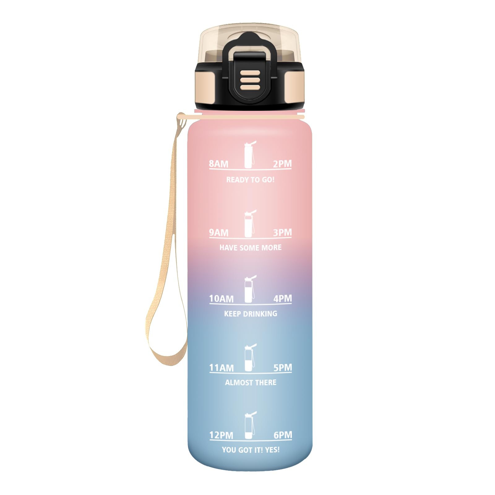 Motswedi Straw Bottle, 500ml Bottle, BPA Free & Leakproof, Bottle, Motivation Water Bottle, Pink & Sky Blue