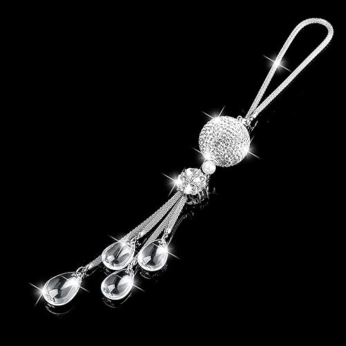 Miniatura 38 de Adornos para espejo retrovisor, accesorios brillantes para colgar en el espejo del automóvil, decoración de automóvil para mujer, accesorios Azul