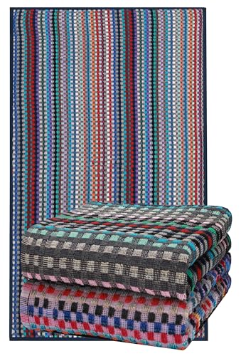 Betz Lot de torchons Mineur HELGOLAND Taille 50 x 90 cm 100% Coton 330 g/m² absorbants & Robustes à Carreaux colorés 3 pièces