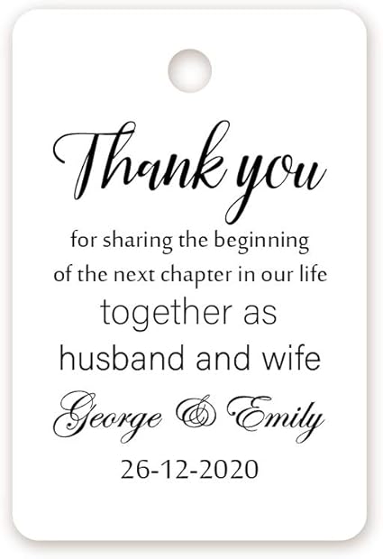 50x Personalised Wedding Favour Tags,Thank You for Sharing Our Next Chapter Tags,40mmx60mm Wedding Thank You Gift Tags,for Shower Party Favours ...