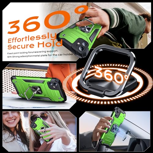 Image of Anqrp Heavy Duty Case for iPhone 11 Case with Enhanced Ring Holder Grip Stand, Military Grade Shockproof Rugged Drop Protective Silicone Hard Slim iPhone 11 Phone Case Cover,Spring Grass